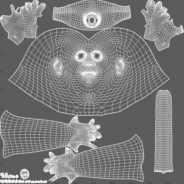 Cartoon Monkey- base mesh Low-poly 3D model_10