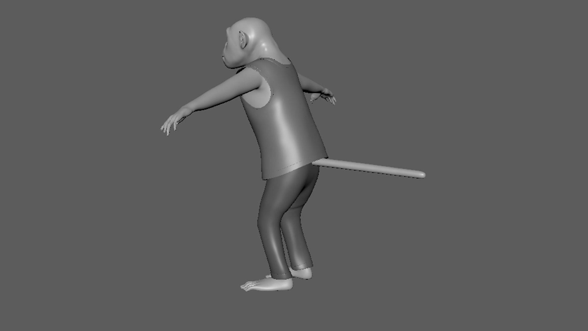 Cartoon Monkey- base mesh Low-poly 3D model_6