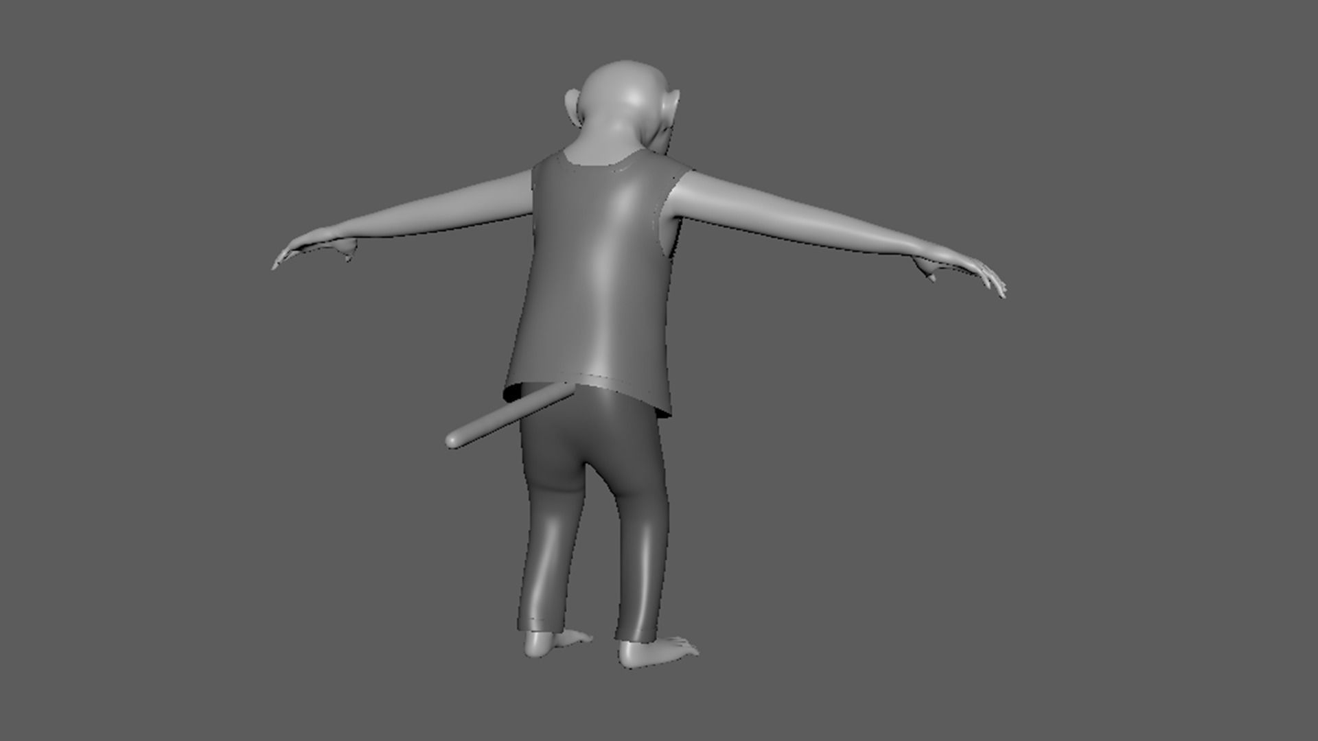 Cartoon Monkey- base mesh Low-poly 3D model_5