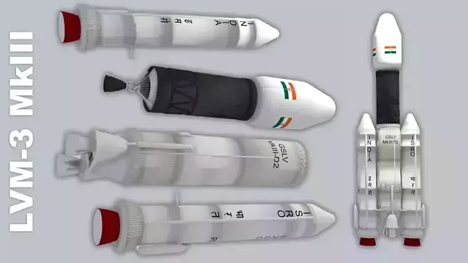 LVM-3 Mk3 ISRO Space Rocket 3D model