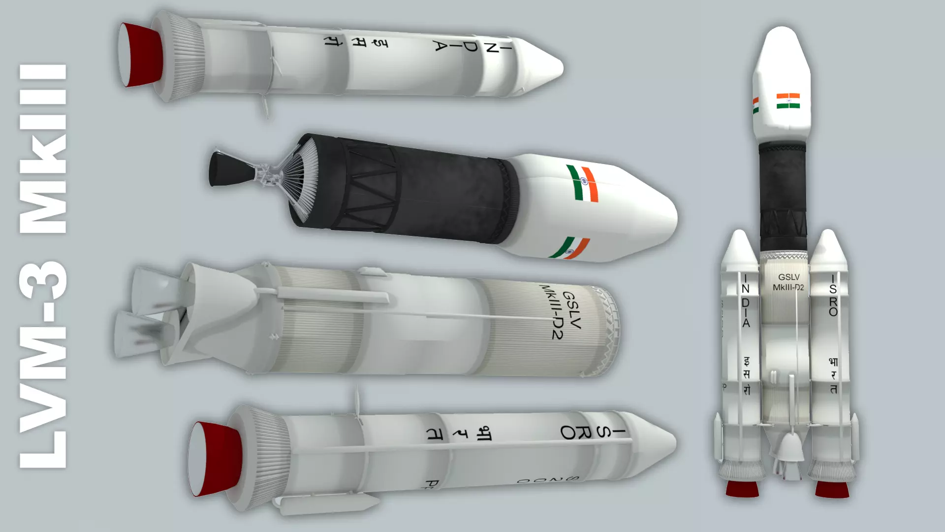 LVM-3 Mk3 ISRO Space Rocket 3D model_0