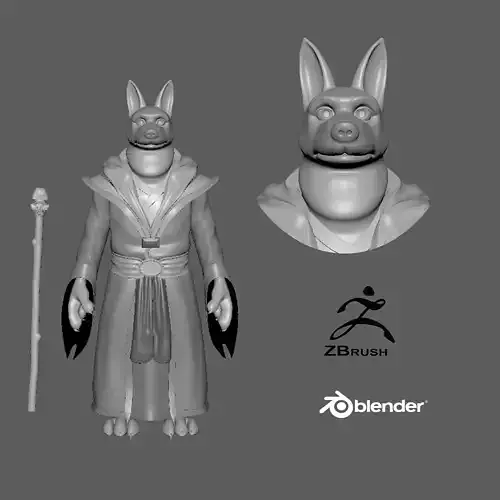  Cartoon Wolf-Old- base mesh