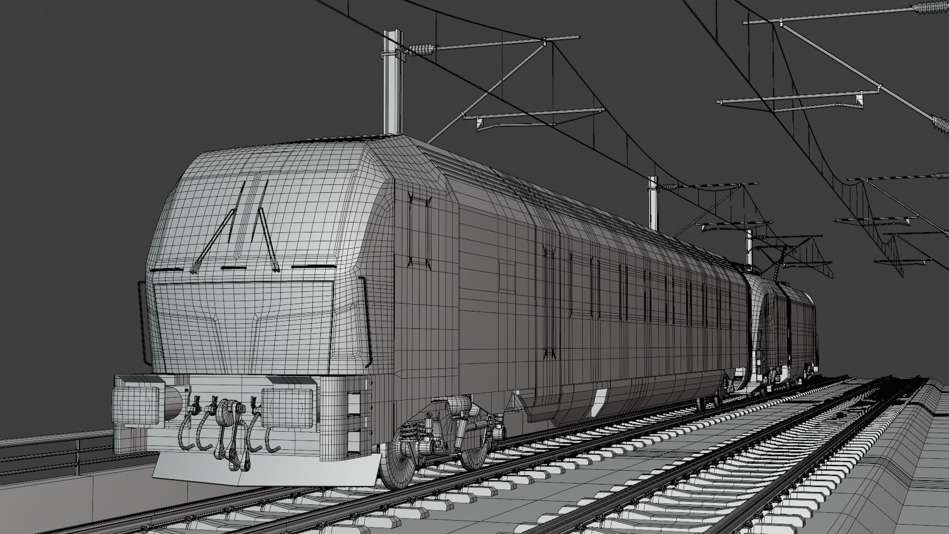Bridge with Siemens train 3D model_5