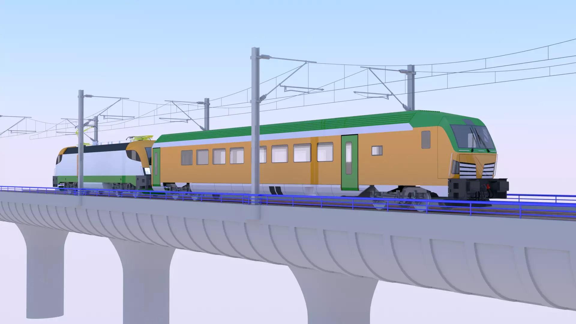 Bridge with Siemens train 3D model_0