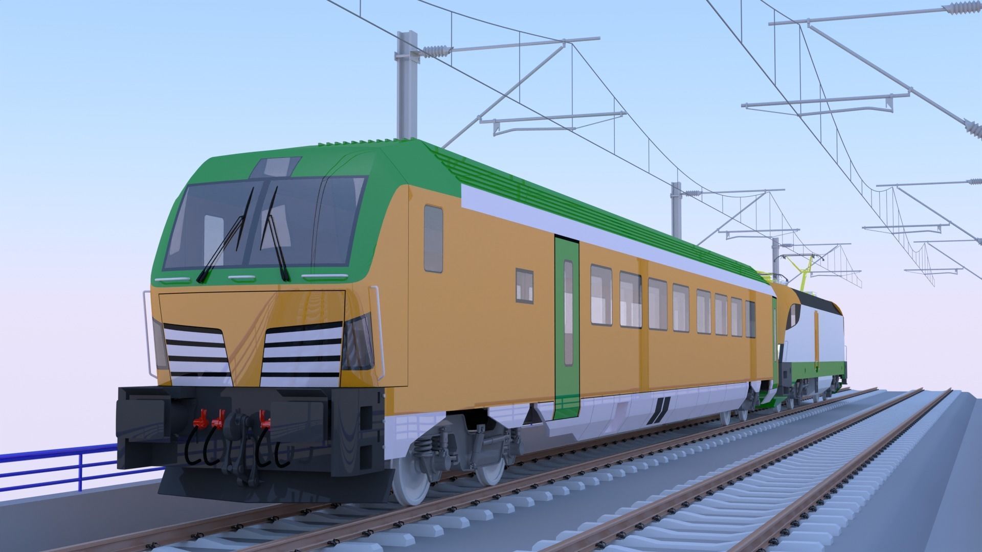 Bridge with Siemens train 3D model_4