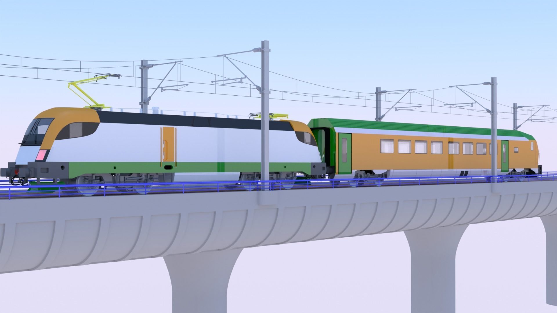 Bridge with Siemens train 3D model_6