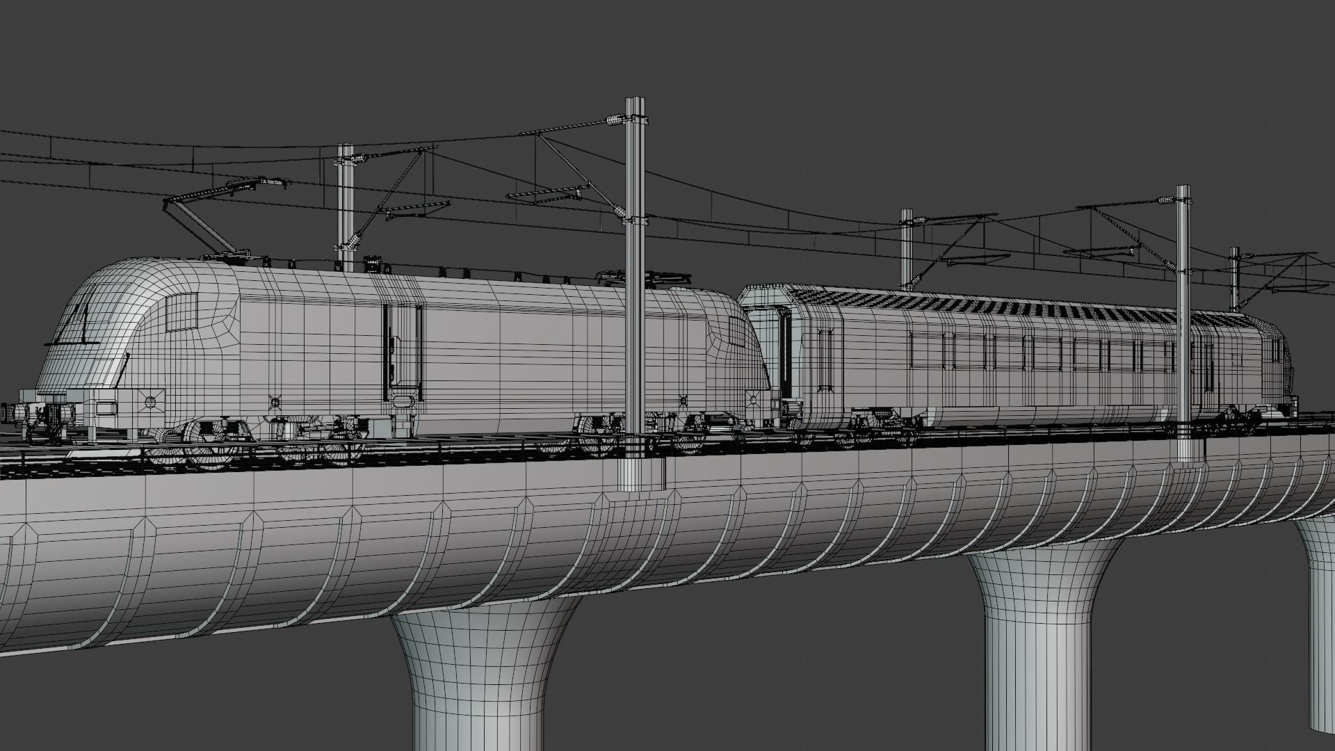 Bridge with Siemens train 3D model_7
