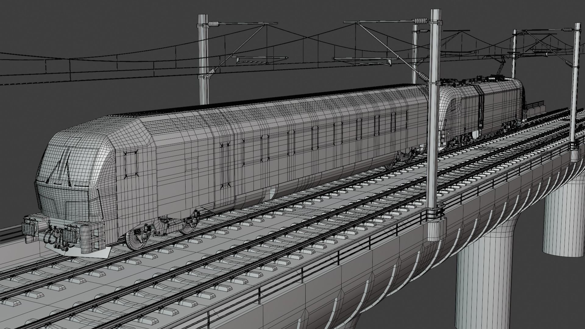 Bridge with Siemens train 3D model_3