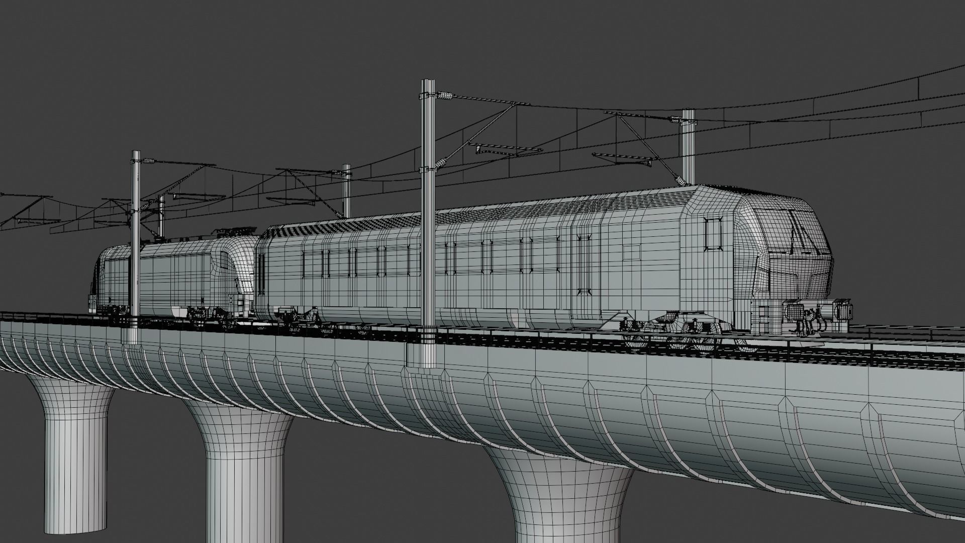 Bridge with Siemens train 3D model_1