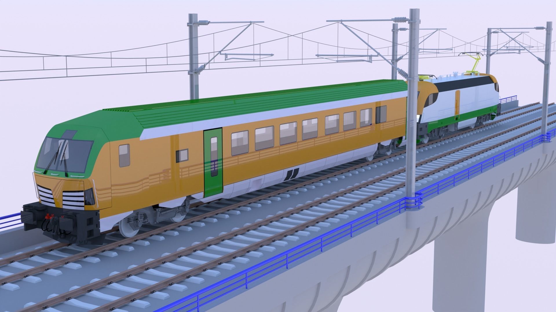 Bridge with Siemens train 3D model_2