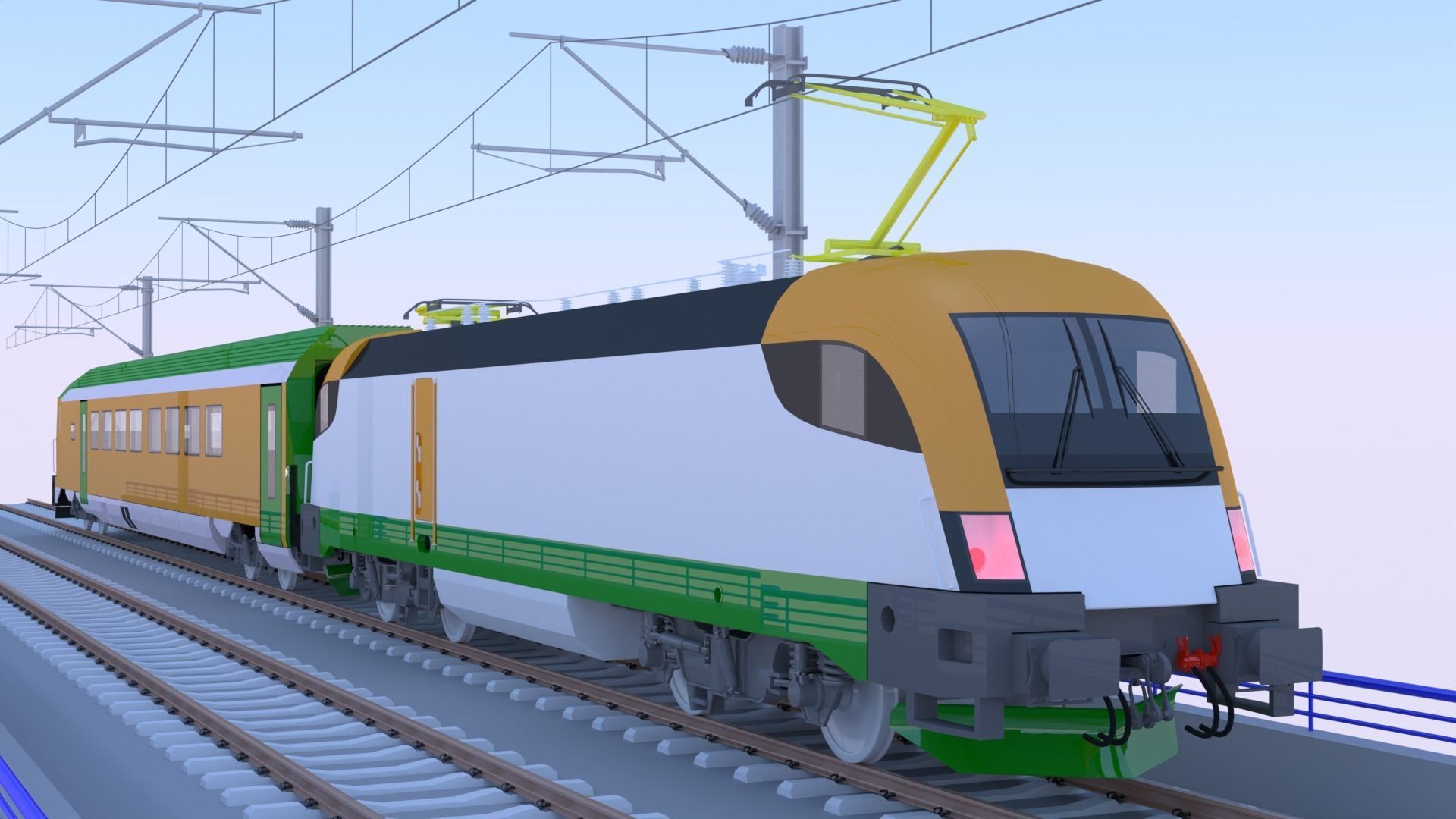 Bridge with Siemens train 3D model_8