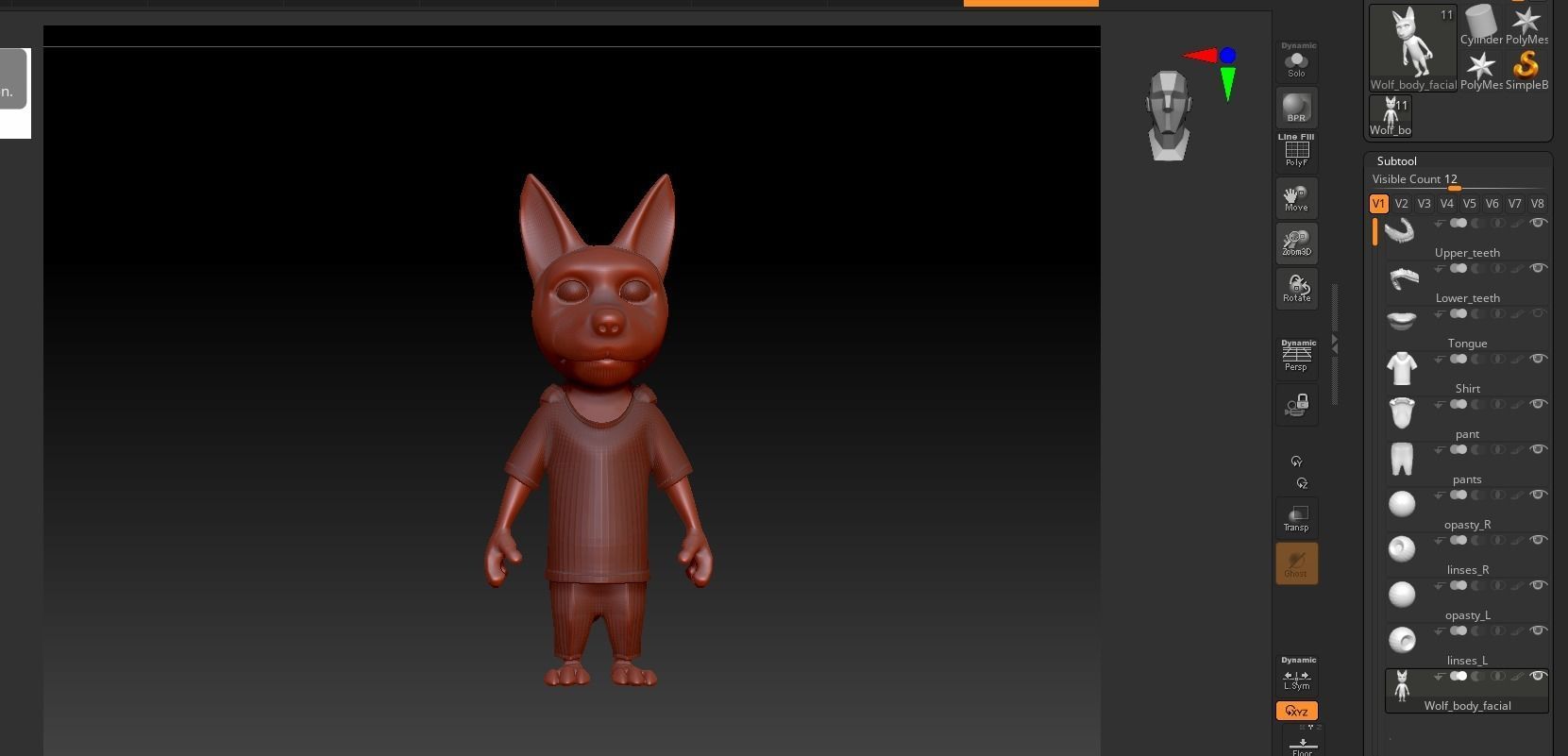  Cartoon Young-Wolf- base mesh Low-poly 3D model_10