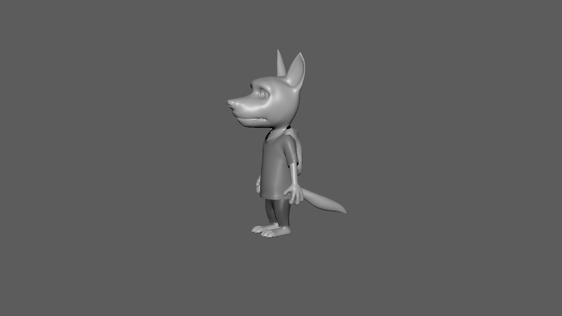  Cartoon Young-Wolf- base mesh Low-poly 3D model_8
