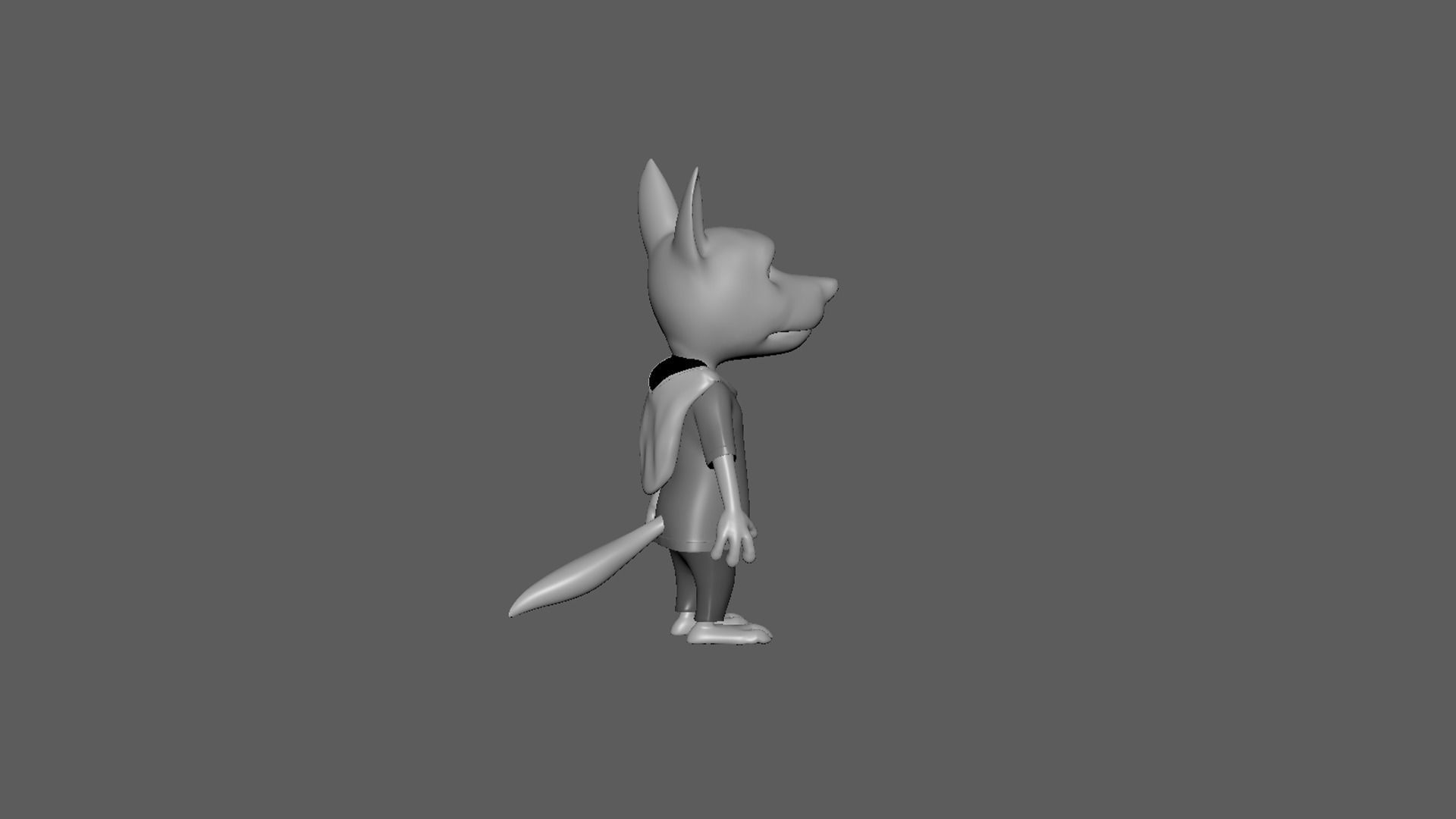  Cartoon Young-Wolf- base mesh Low-poly 3D model_6