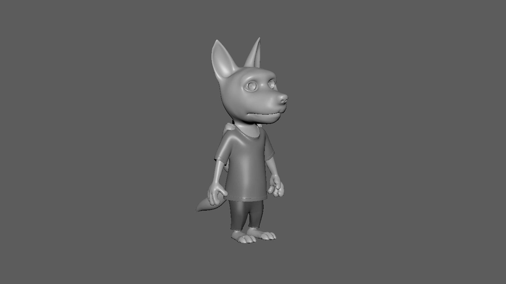  Cartoon Young-Wolf- base mesh Low-poly 3D model_5
