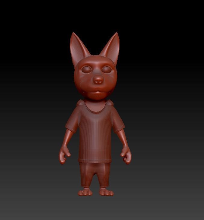  Cartoon Young-Wolf- base mesh Low-poly 3D model_11