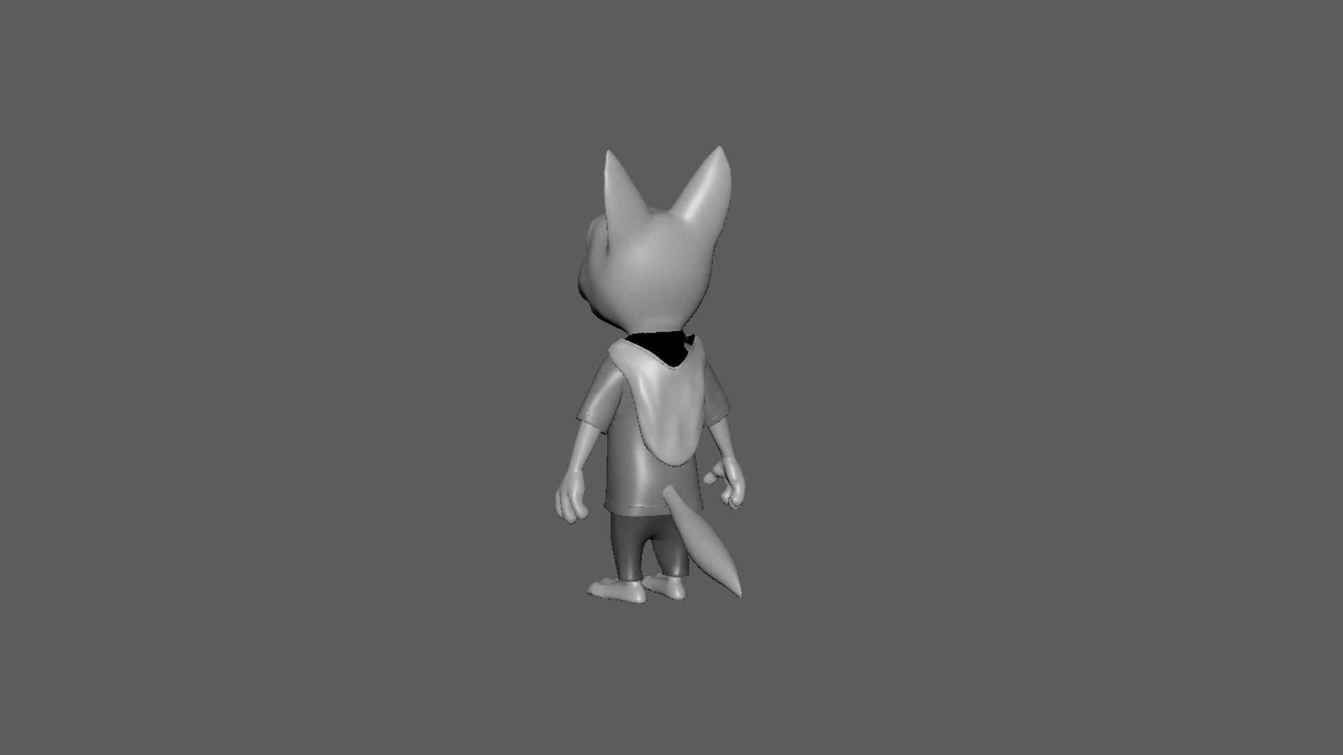  Cartoon Young-Wolf- base mesh Low-poly 3D model_7