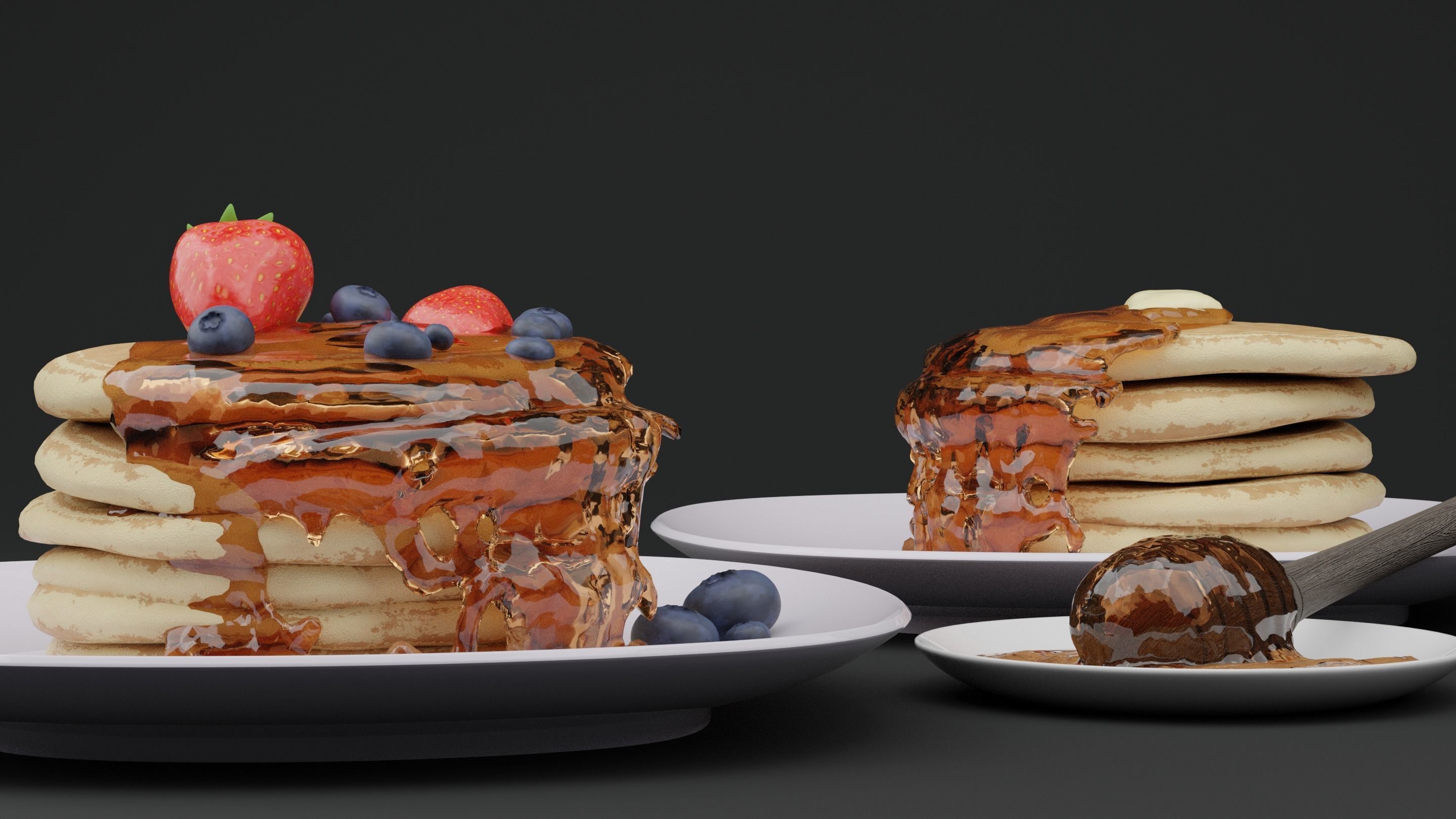 Pancake Low-poly 3D model_1
