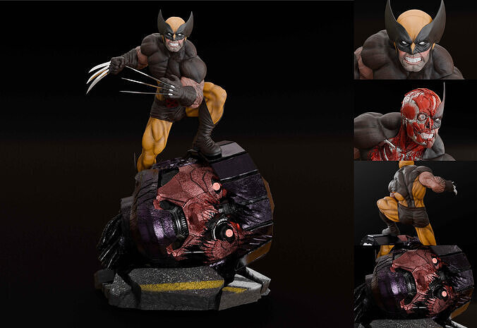 Wolverine 3D Printable Statue - Dual Edition 3D print model