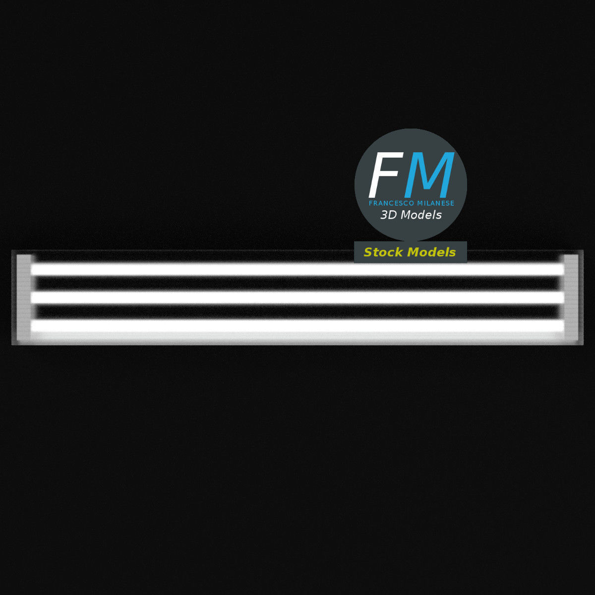 Industrial old fluorescent lamp 3D model_6