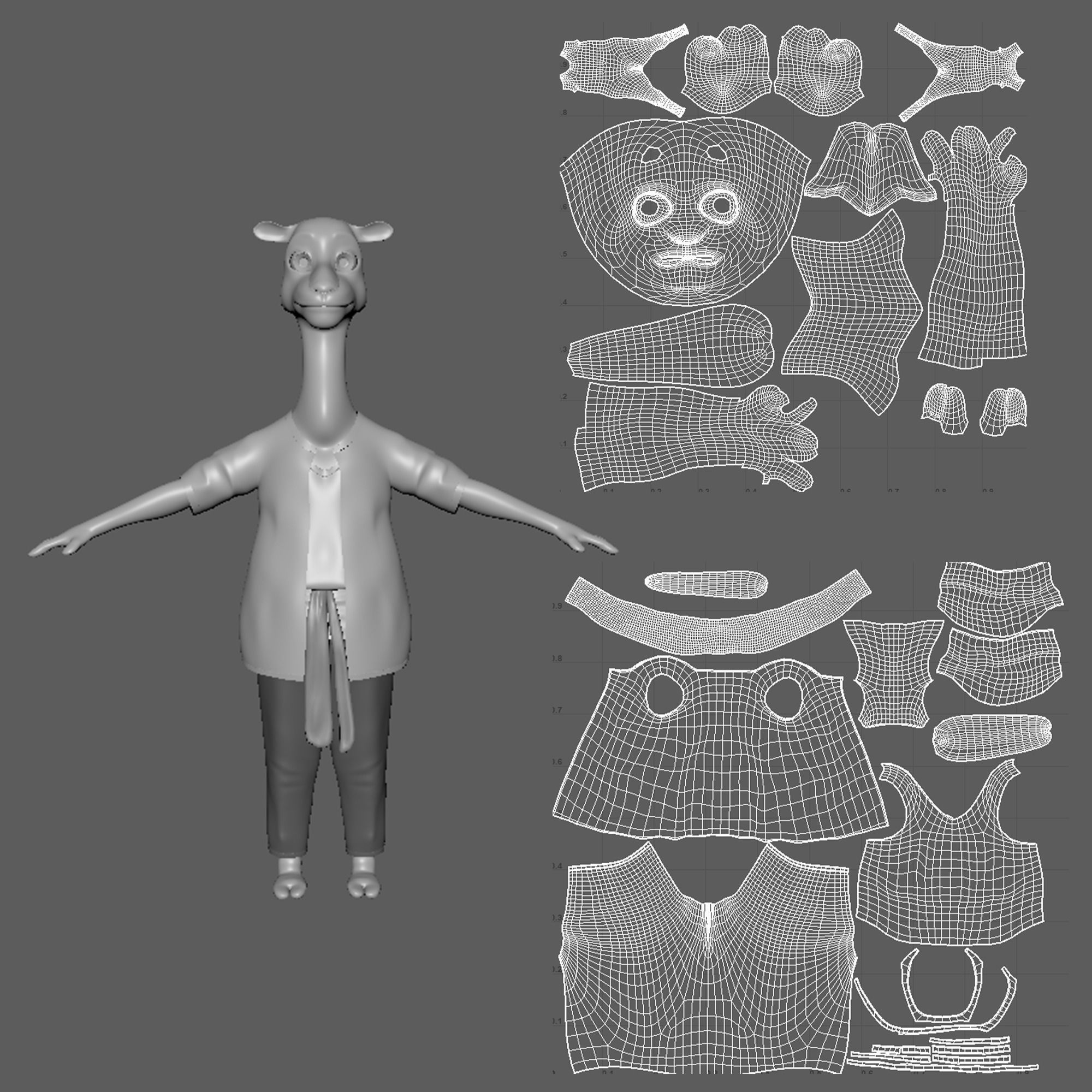 Cartoon Camel- base mesh Low-poly 3D model_2