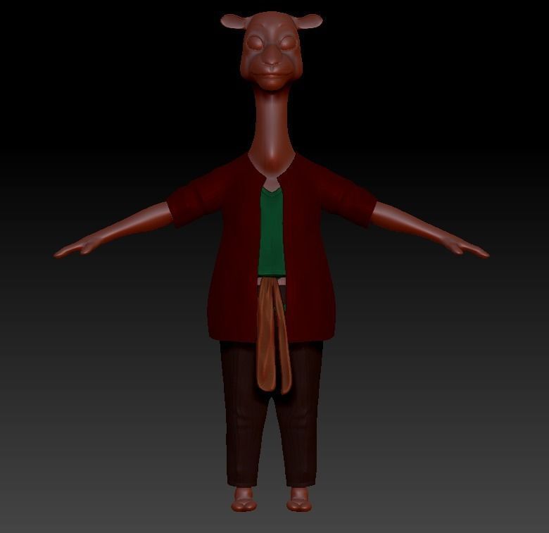 Cartoon Camel- base mesh Low-poly 3D model_12