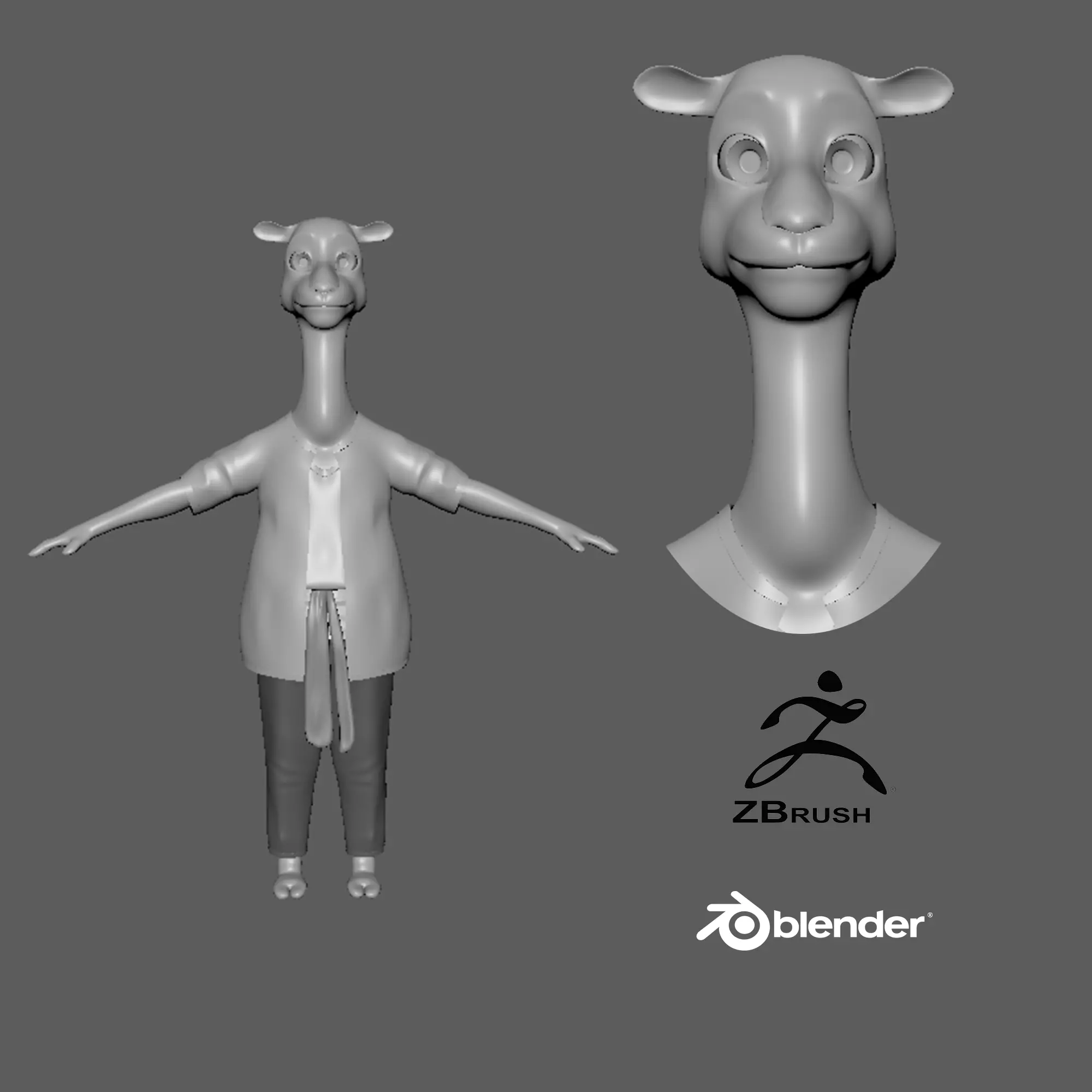 Cartoon Camel- base mesh Low-poly 3D model_0