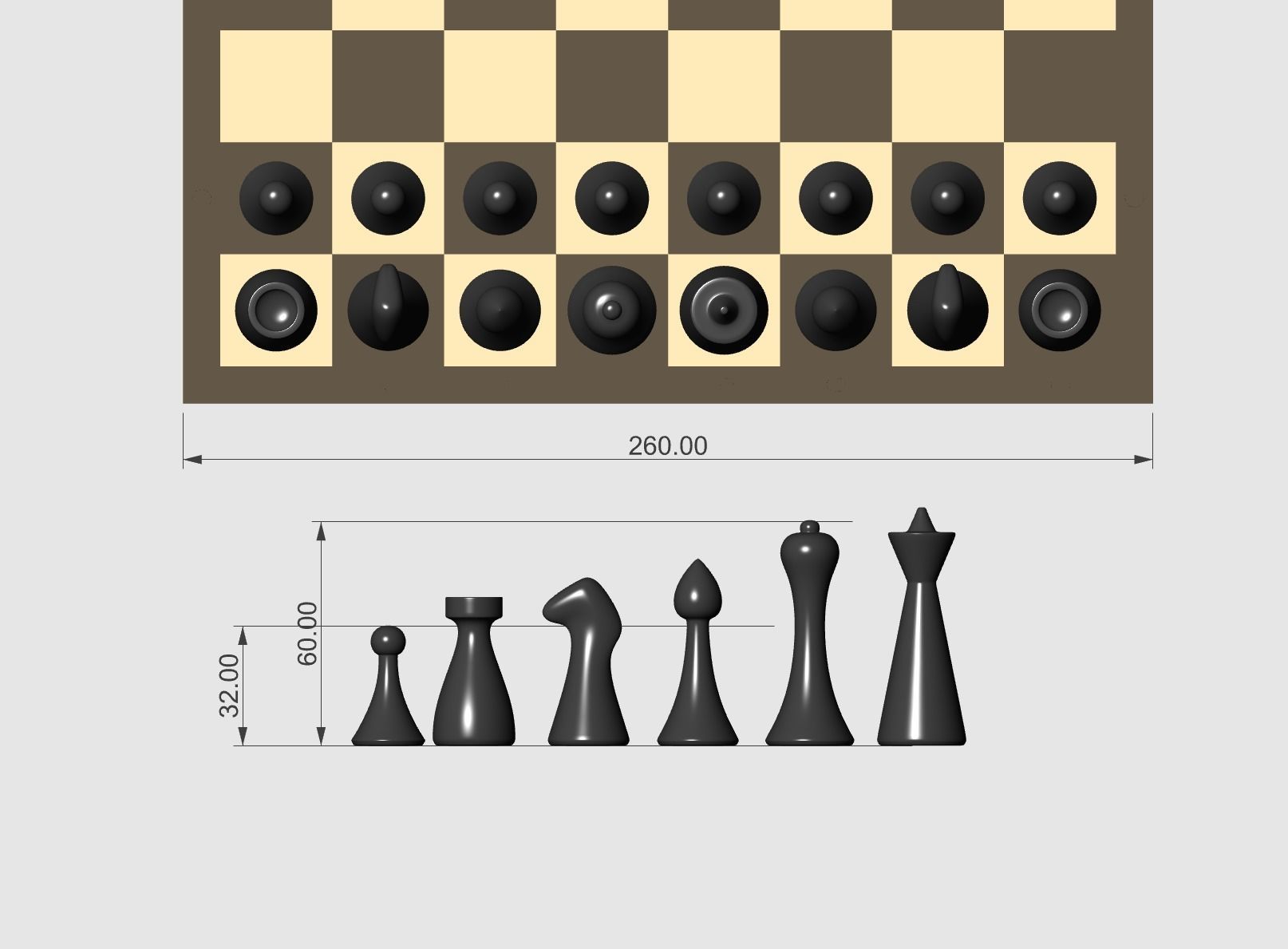 Modern Chess Set 3D print model_2