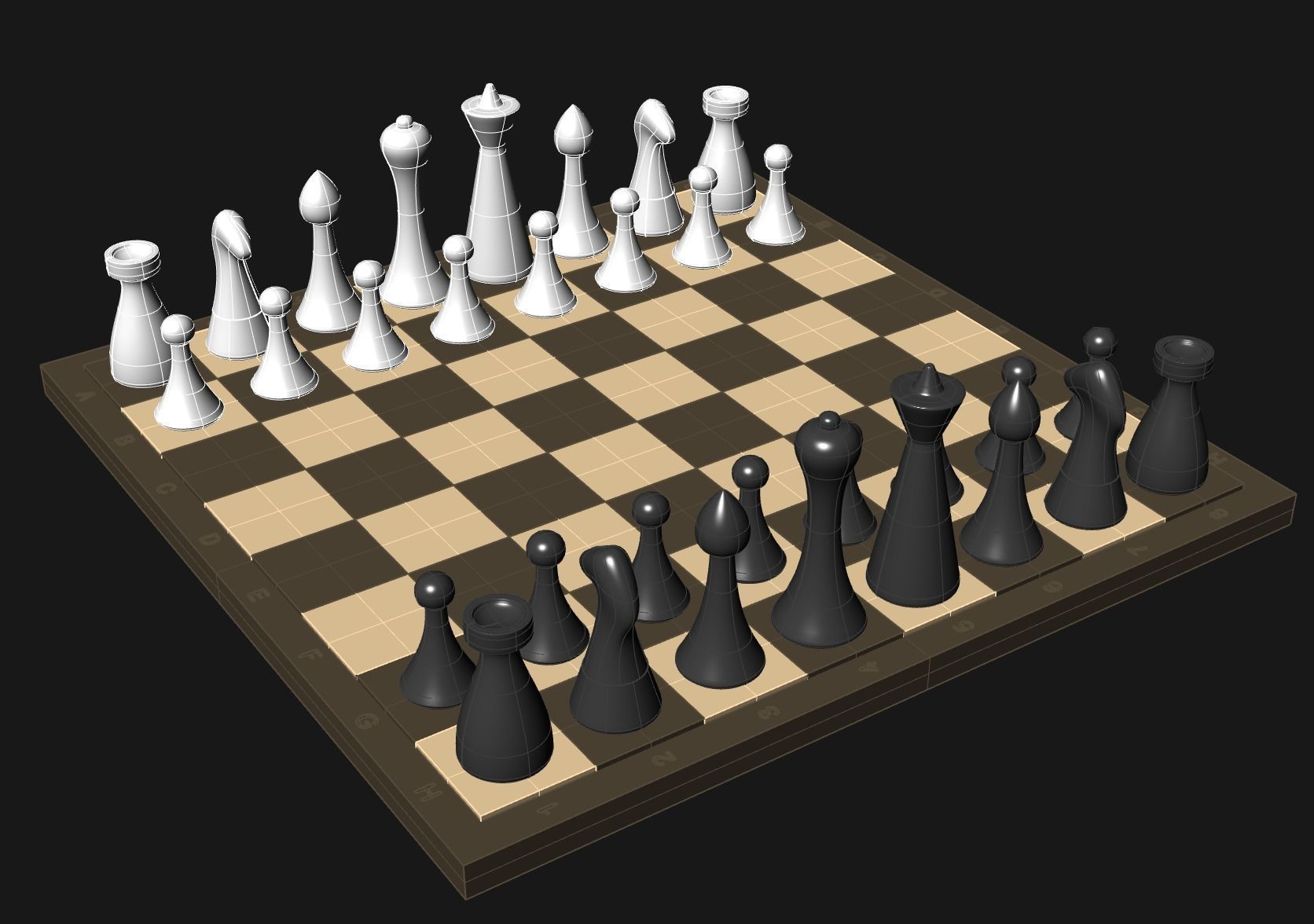 Modern Chess Set 3D print model_3