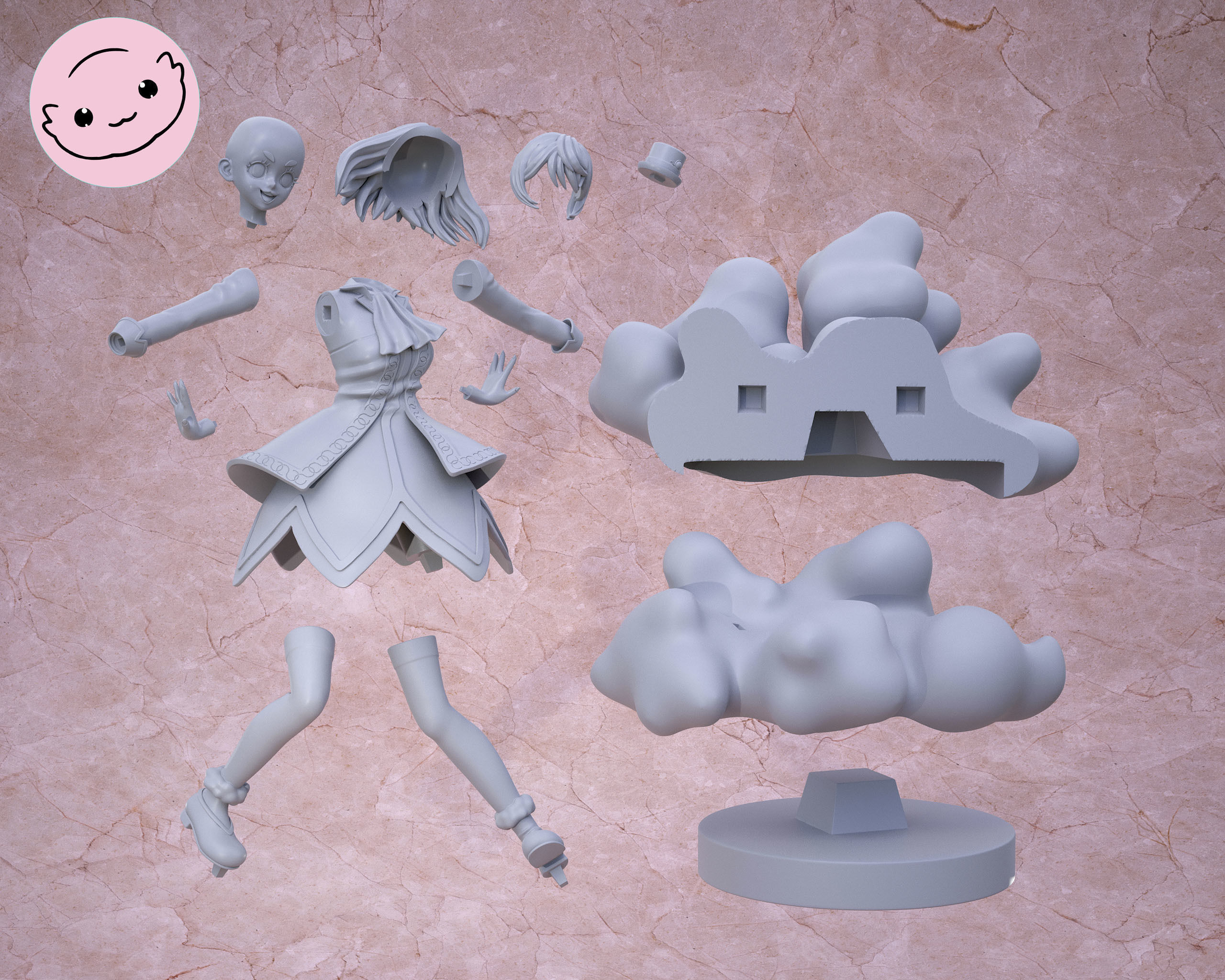 Emul Shangri-La Frontier 3D printable Sculpture  3D print model_5
