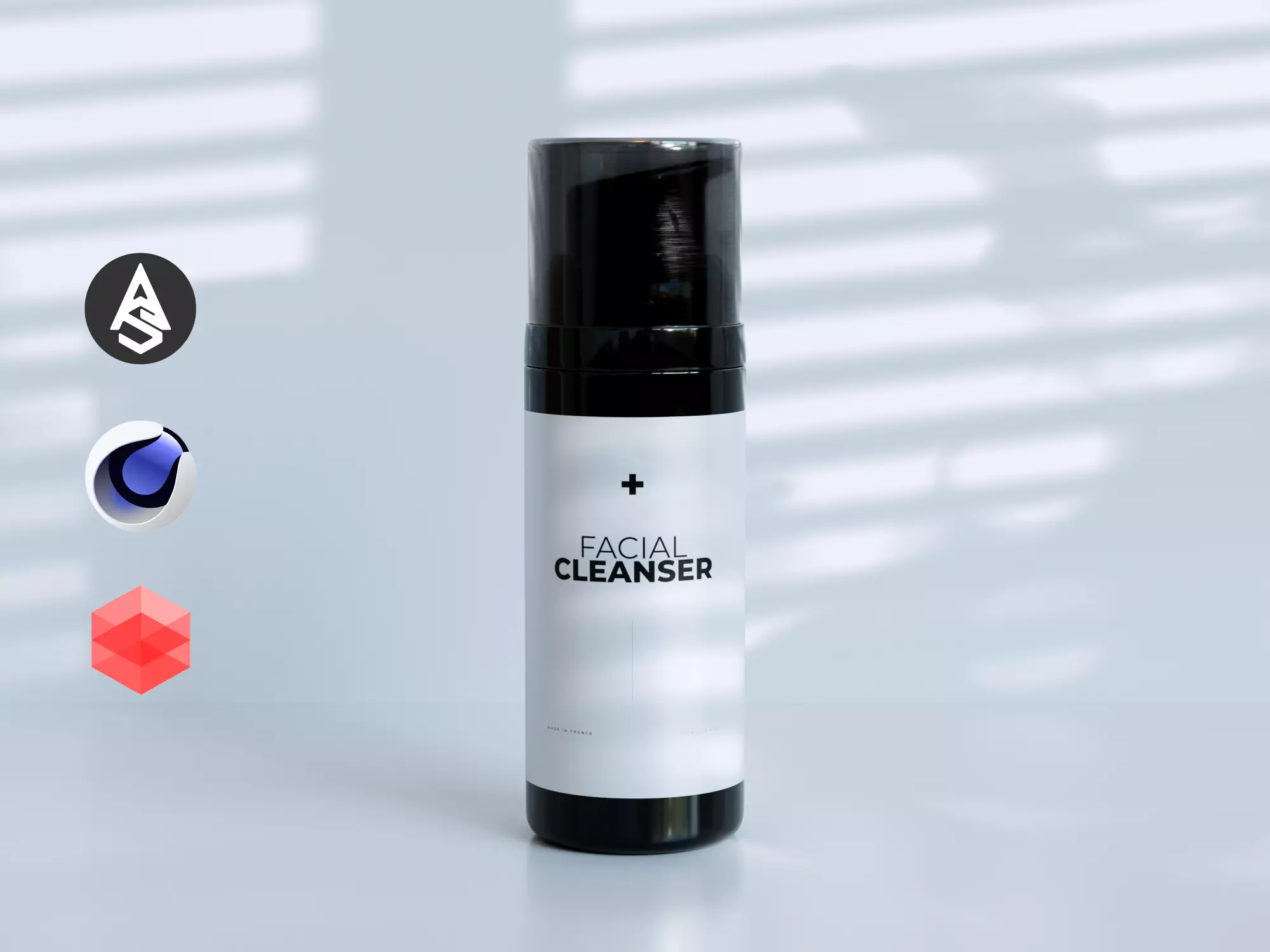 Foaming Facial Cleanser Pump Bottle - Cosmetic Packaging 8K PBR Low-poly 3D model