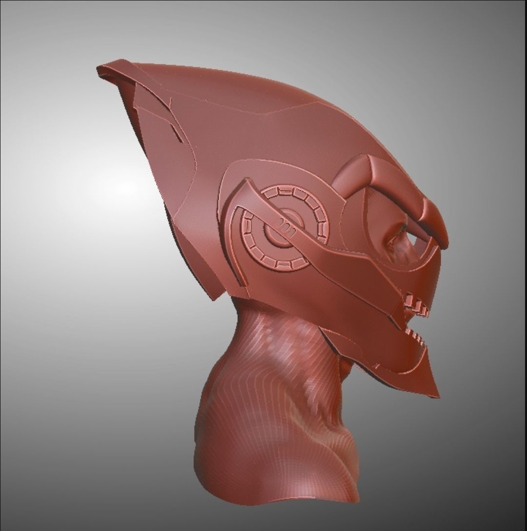 Futuristic helmet Helmet warrior DJ helmet 3D print model_5