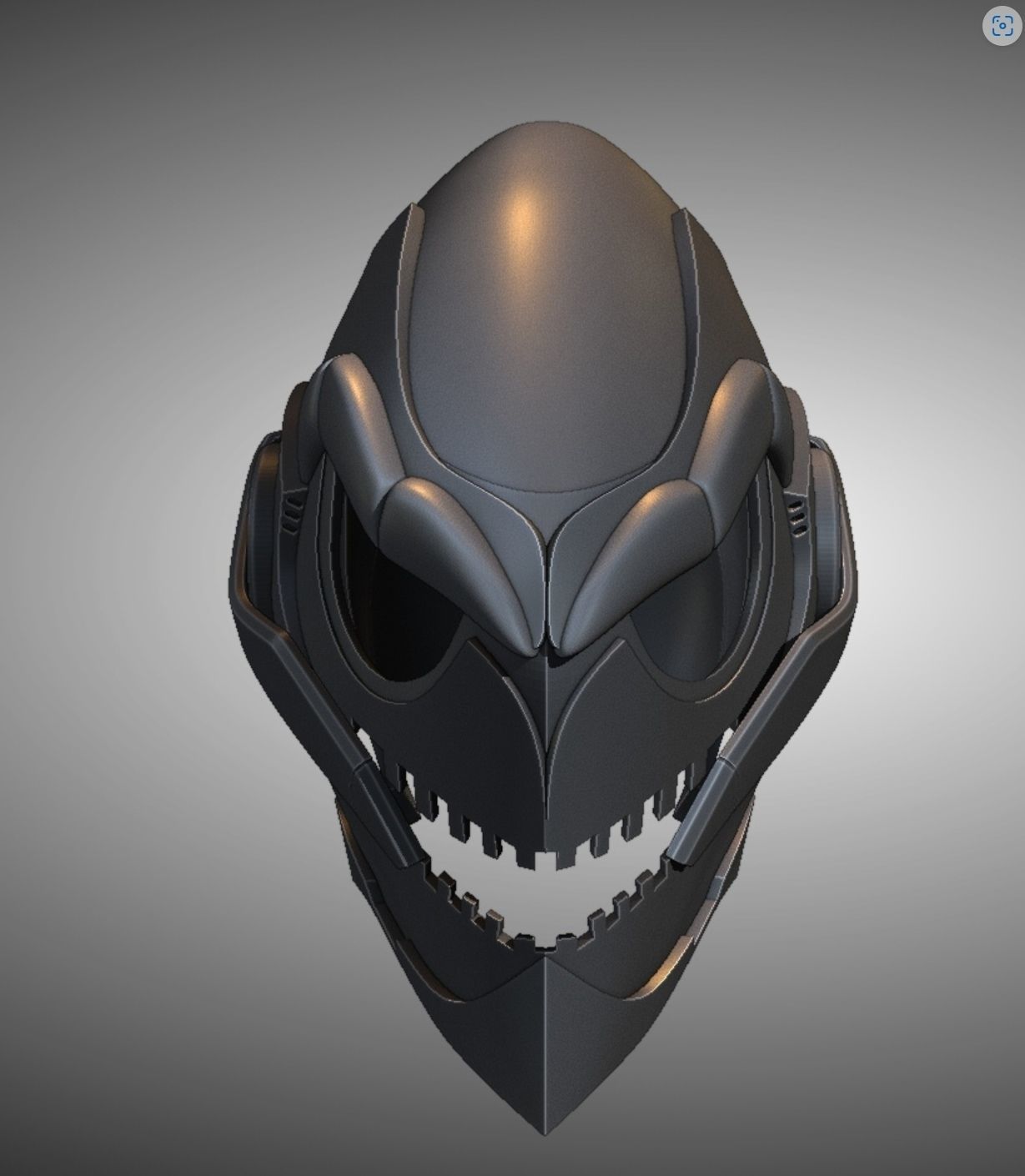 Futuristic helmet Helmet warrior DJ helmet 3D print model_1