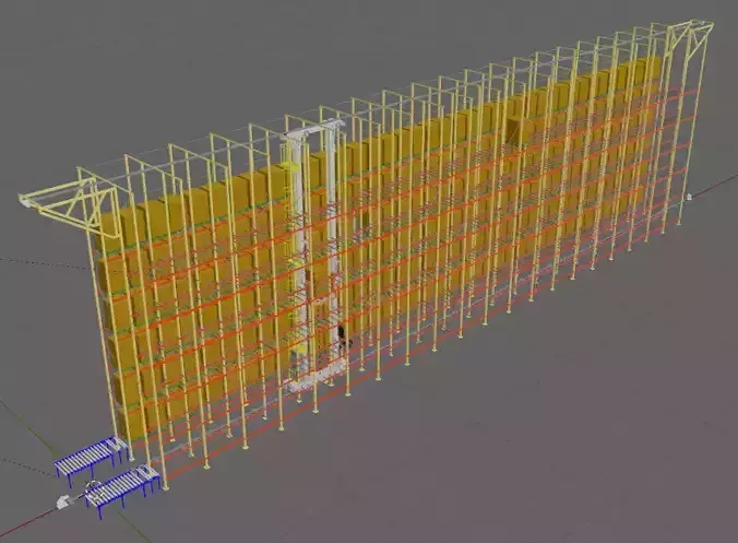 ASRS Single Deep and Rack System 3D designed model