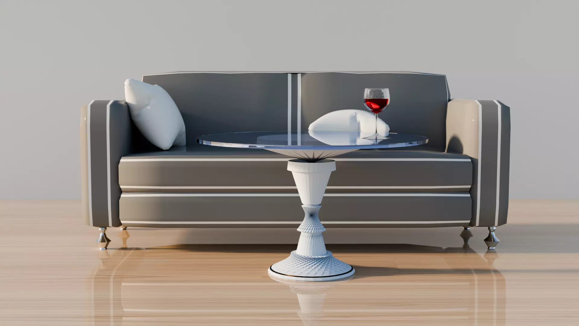sofa and table Low-poly 3D model_0