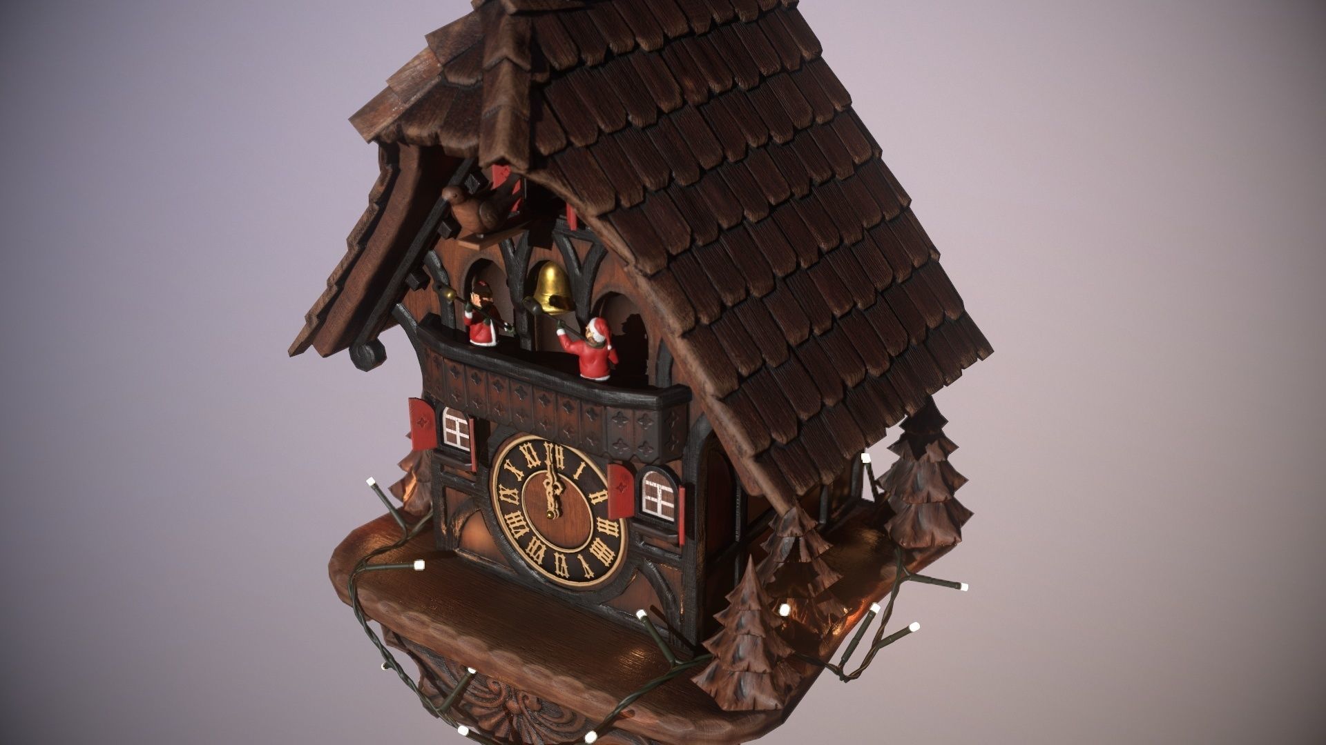Schwartzwald Xmas Cuckoo Clock Low-poly 3D model_33