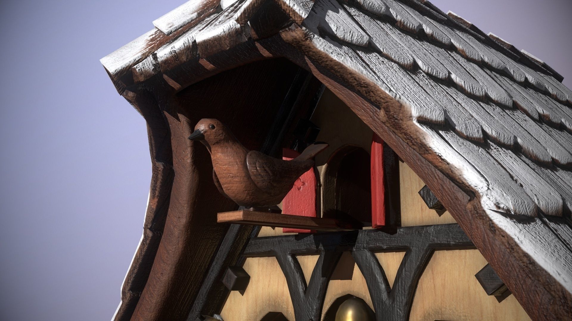Schwartzwald Xmas Cuckoo Clock Low-poly 3D model_42