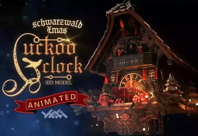 Schwartzwald Xmas Cuckoo Clock Low-poly 3D model