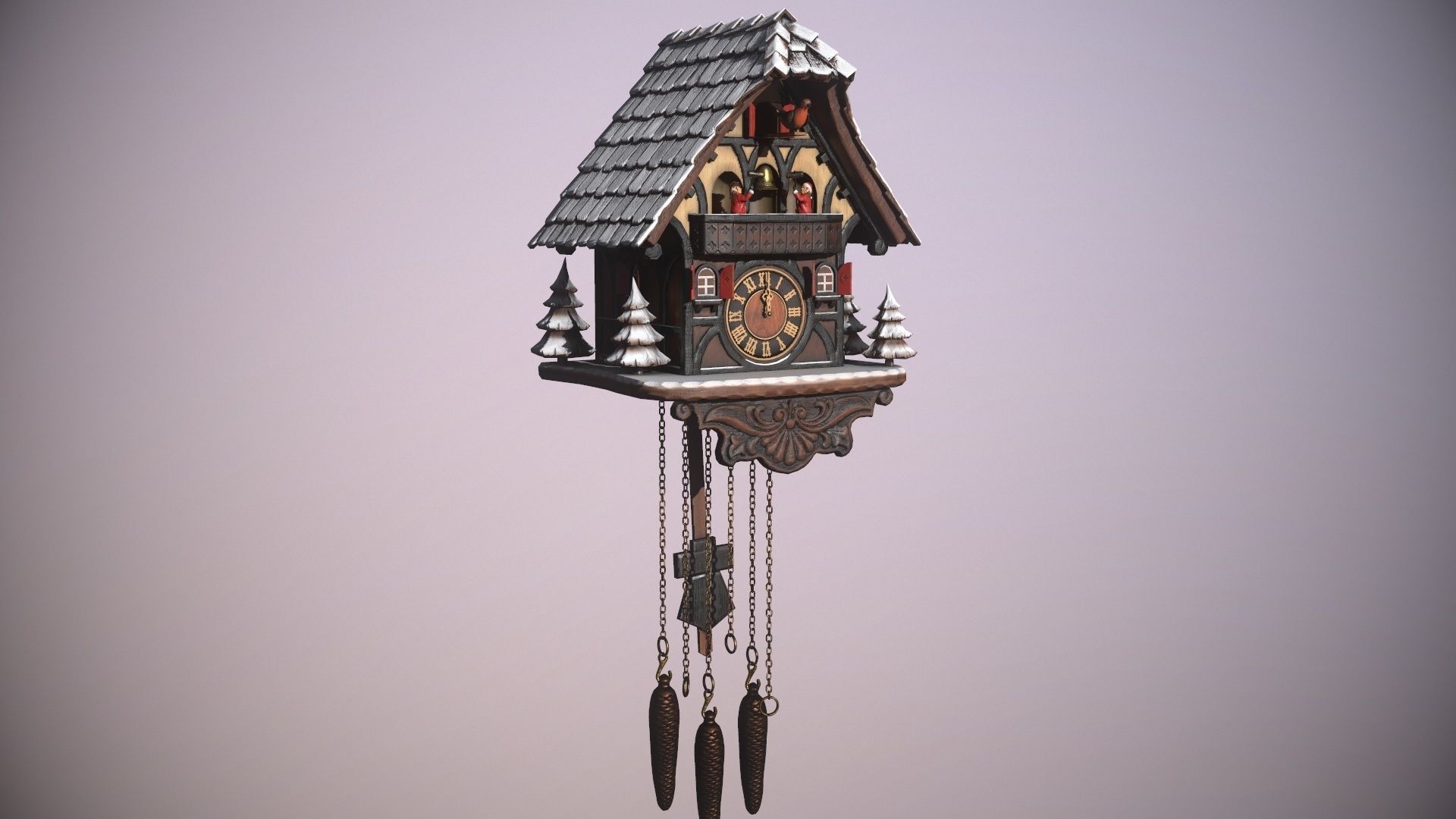 Schwartzwald Xmas Cuckoo Clock Low-poly 3D model_39