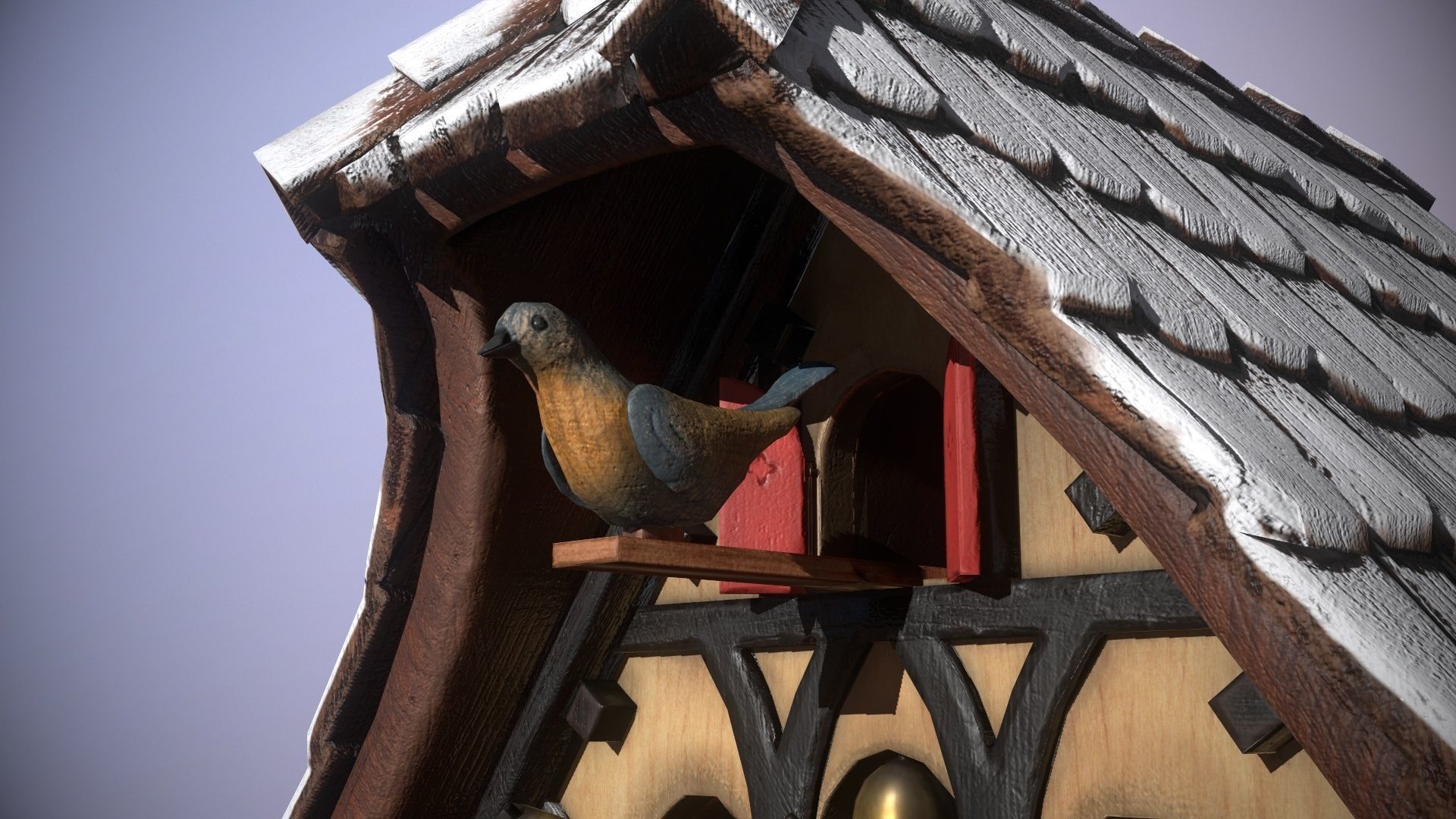 Schwartzwald Xmas Cuckoo Clock Low-poly 3D model_41