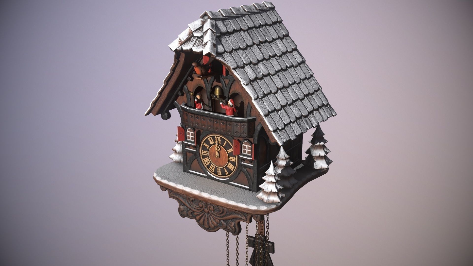 Schwartzwald Xmas Cuckoo Clock Low-poly 3D model_47