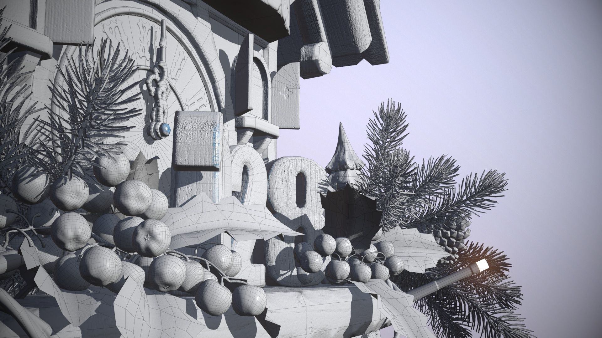 Schwartzwald Xmas Cuckoo Clock Low-poly 3D model_79