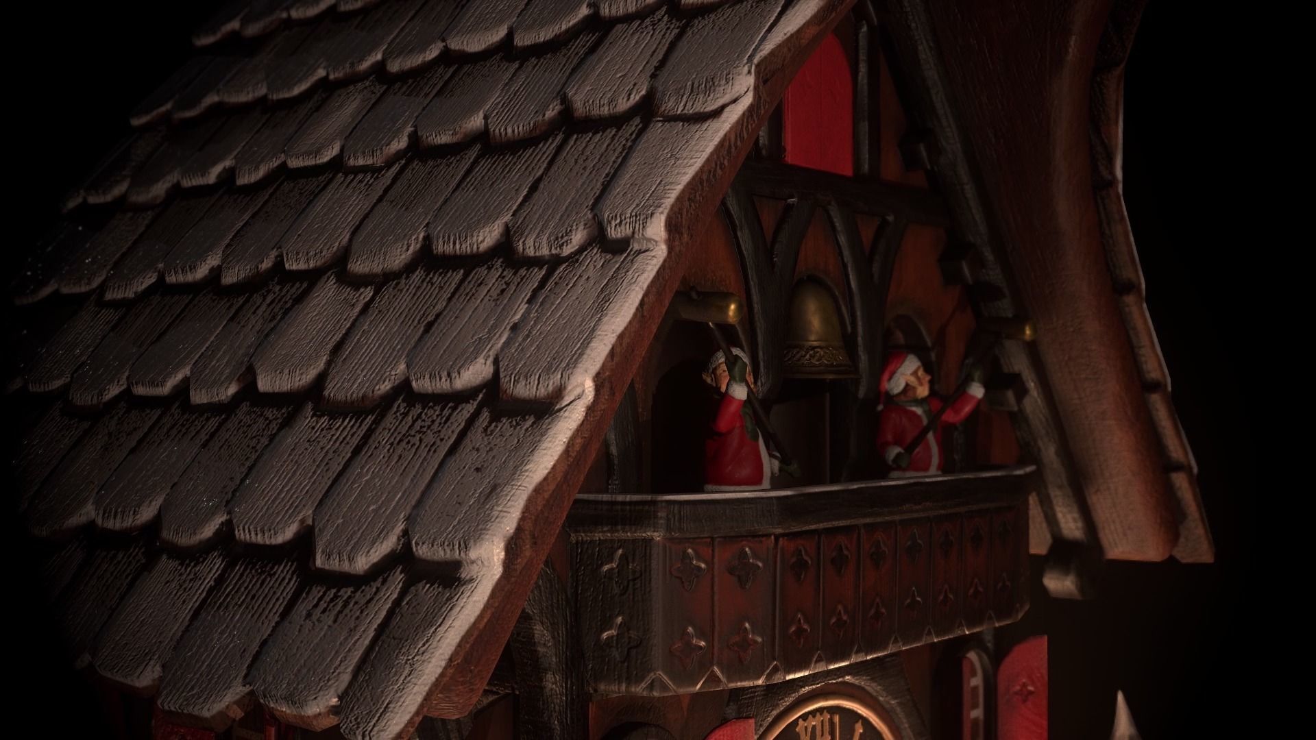 Schwartzwald Xmas Cuckoo Clock Low-poly 3D model_56