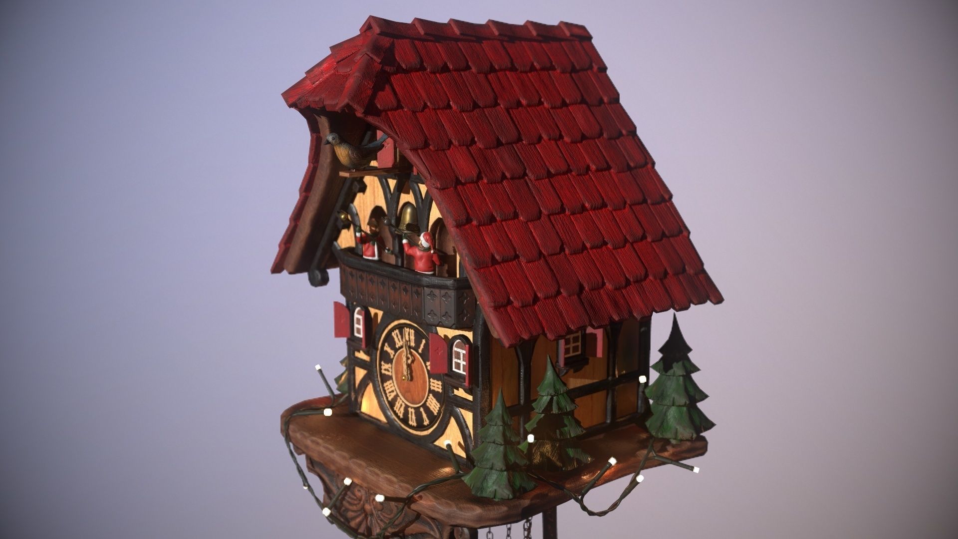 Schwartzwald Xmas Cuckoo Clock Low-poly 3D model_29