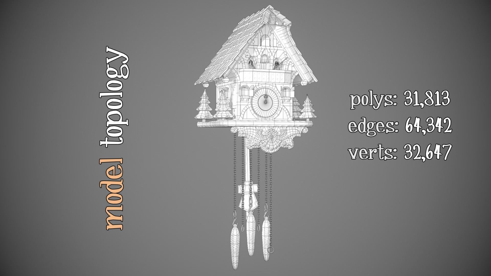 Schwartzwald Xmas Cuckoo Clock Low-poly 3D model_63