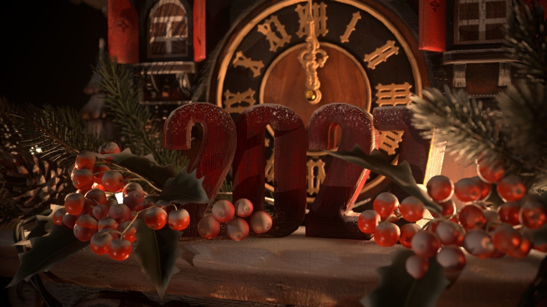 Schwartzwald Xmas Cuckoo Clock Low-poly 3D model_18