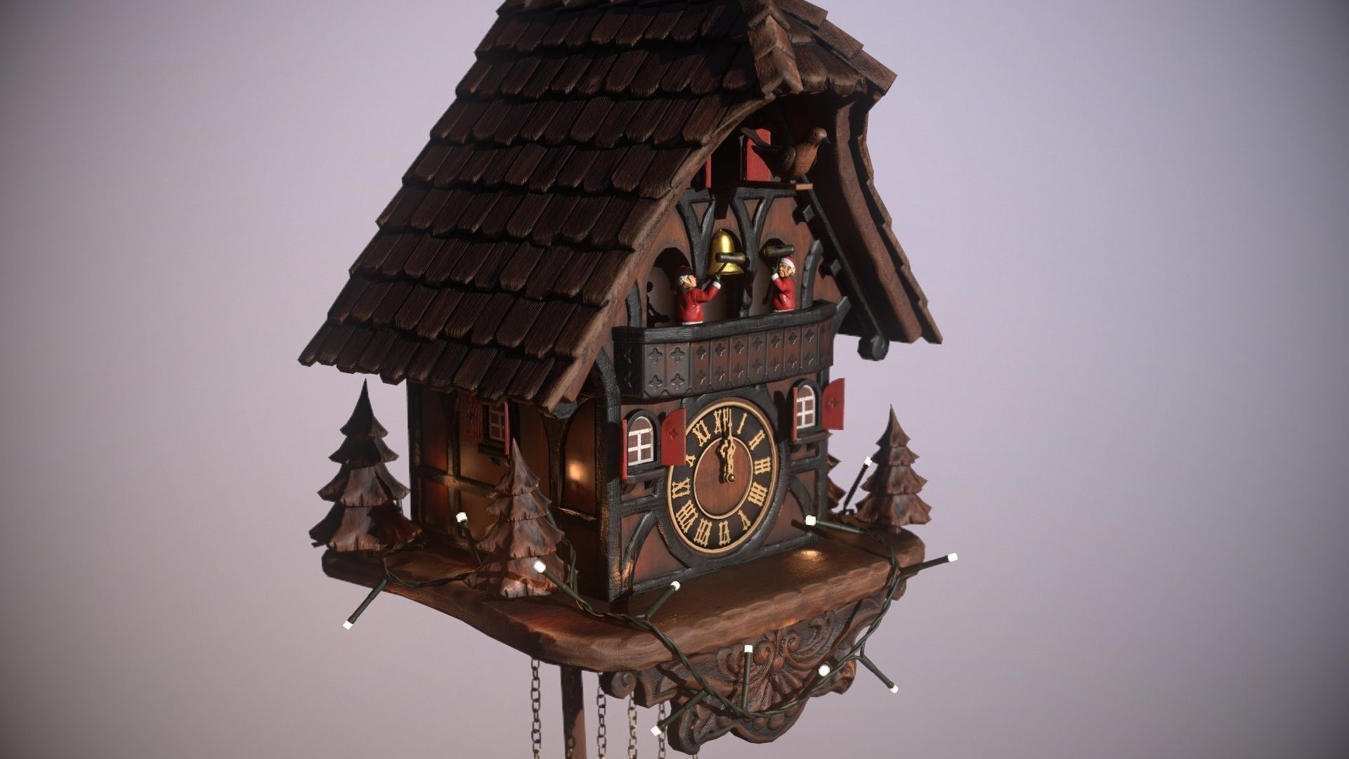 Schwartzwald Xmas Cuckoo Clock Low-poly 3D model_31