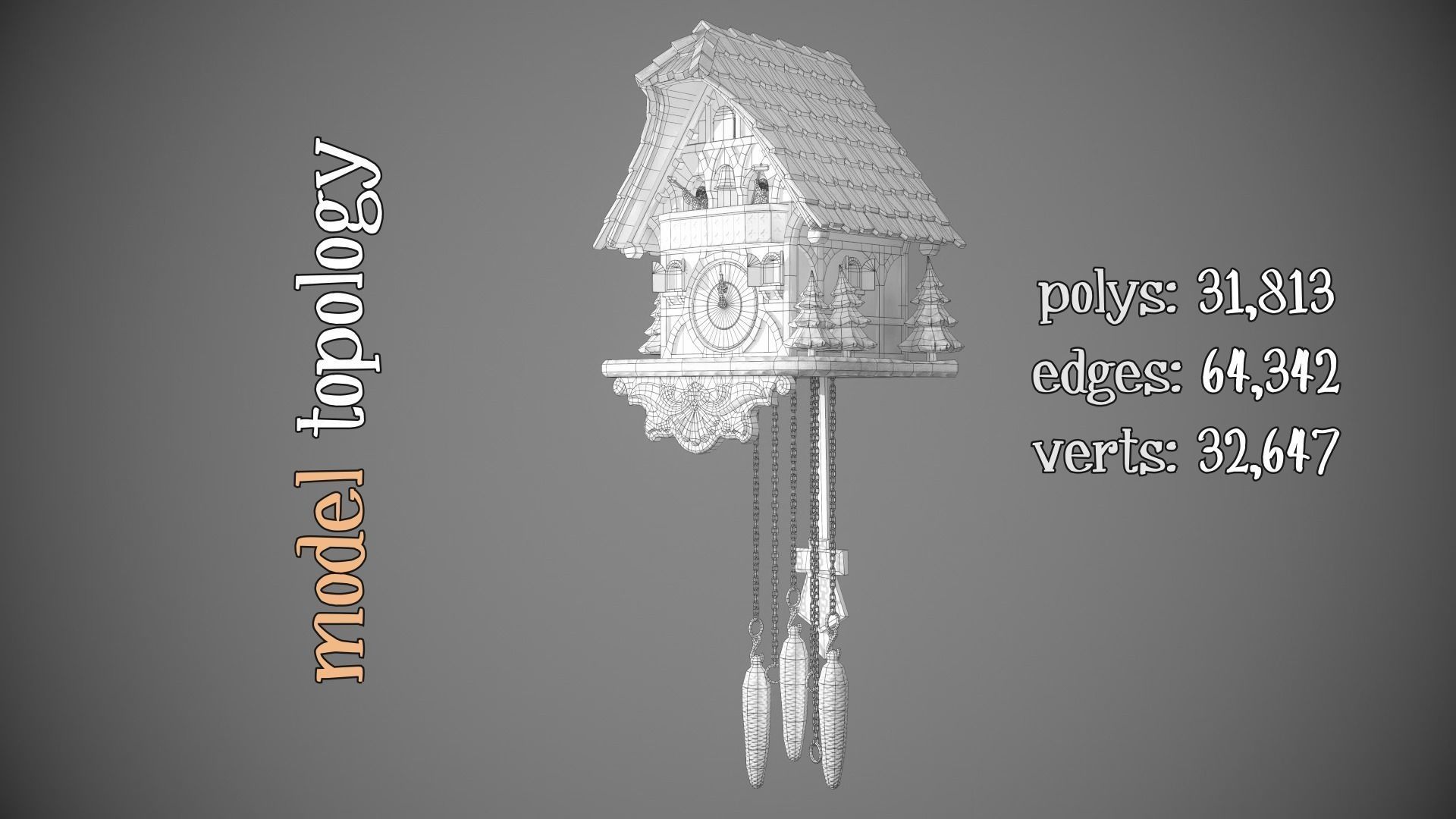 Schwartzwald Xmas Cuckoo Clock Low-poly 3D model_64