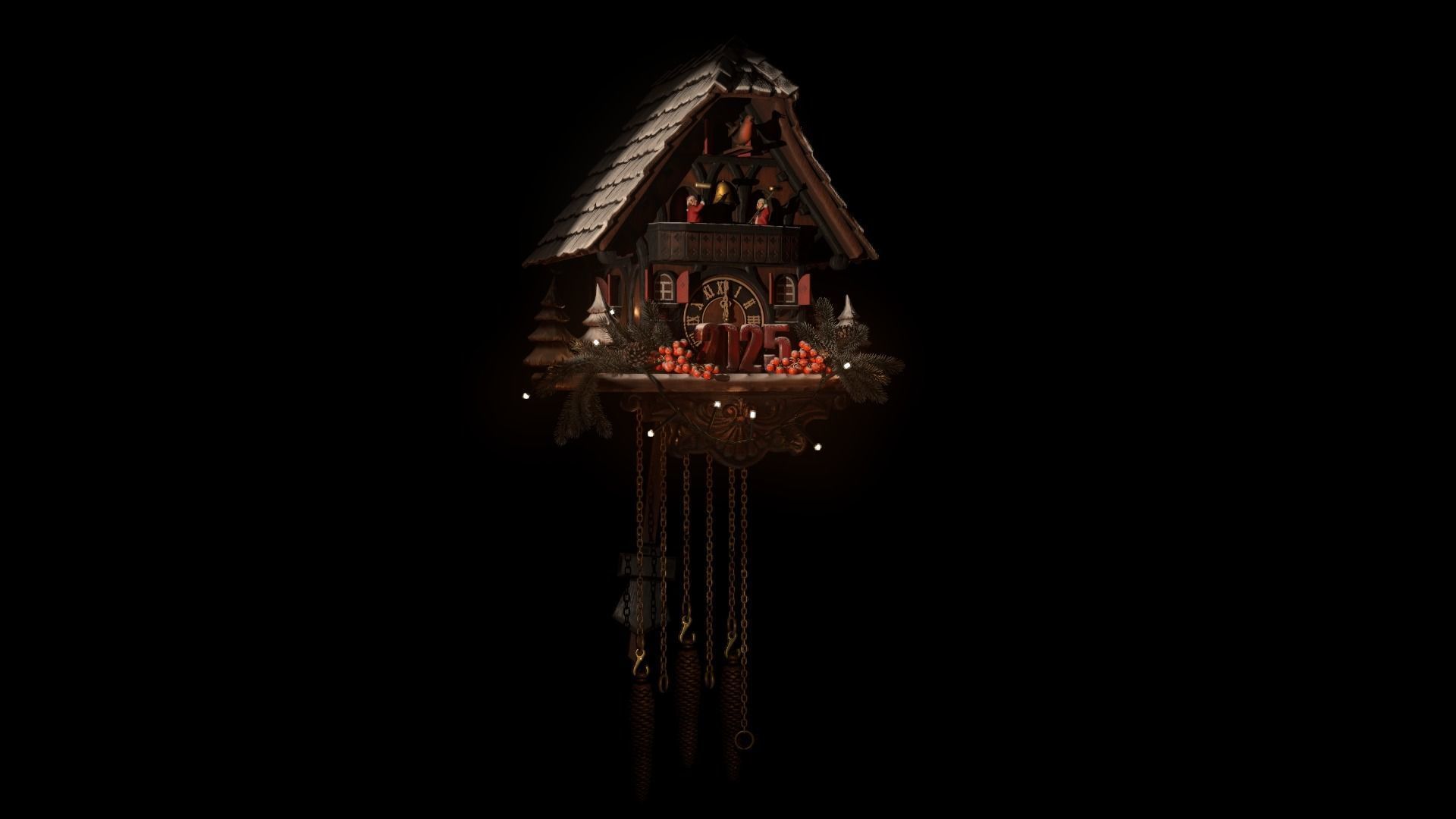 Schwartzwald Xmas Cuckoo Clock Low-poly 3D model_3