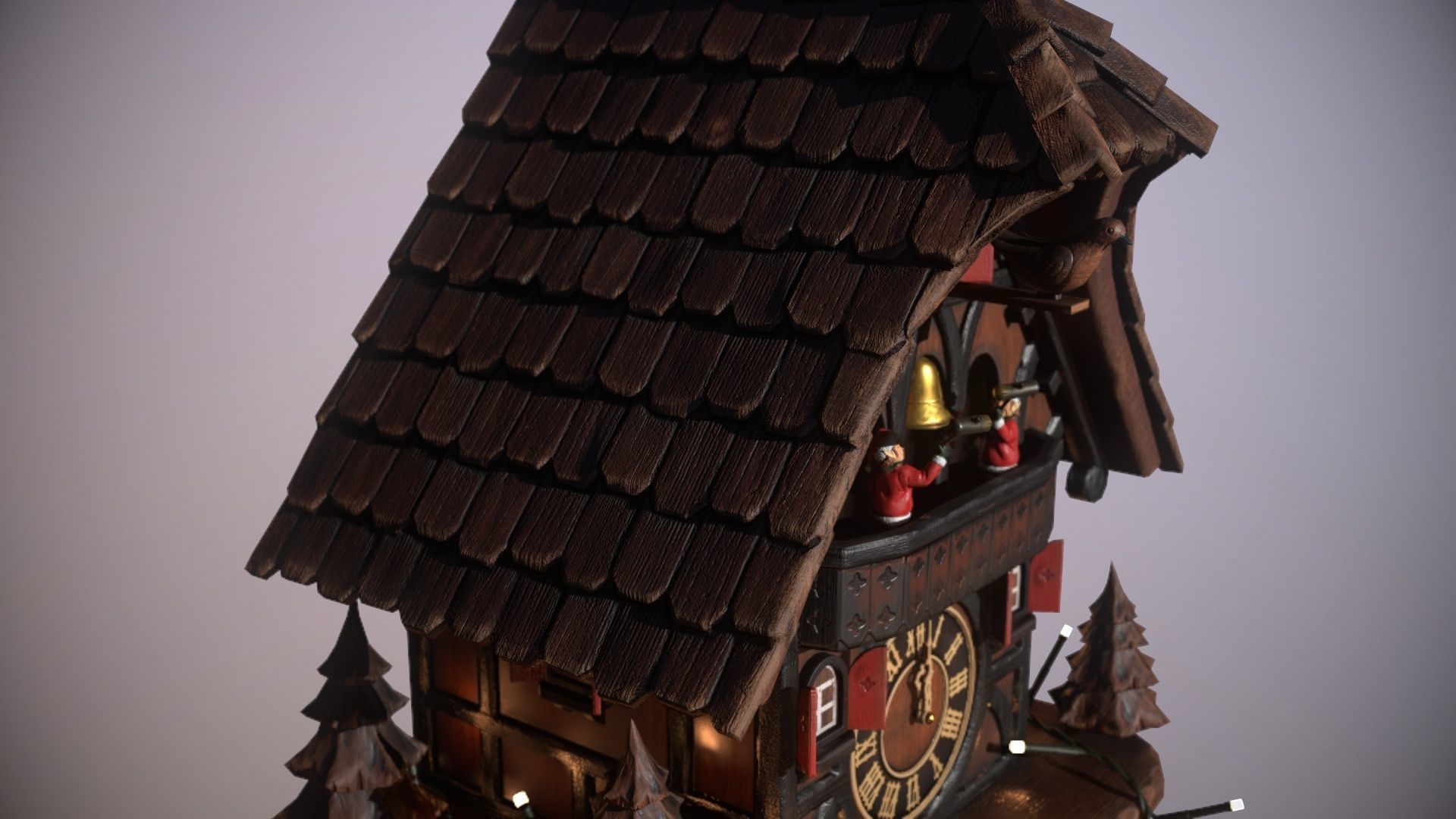 Schwartzwald Xmas Cuckoo Clock Low-poly 3D model_34